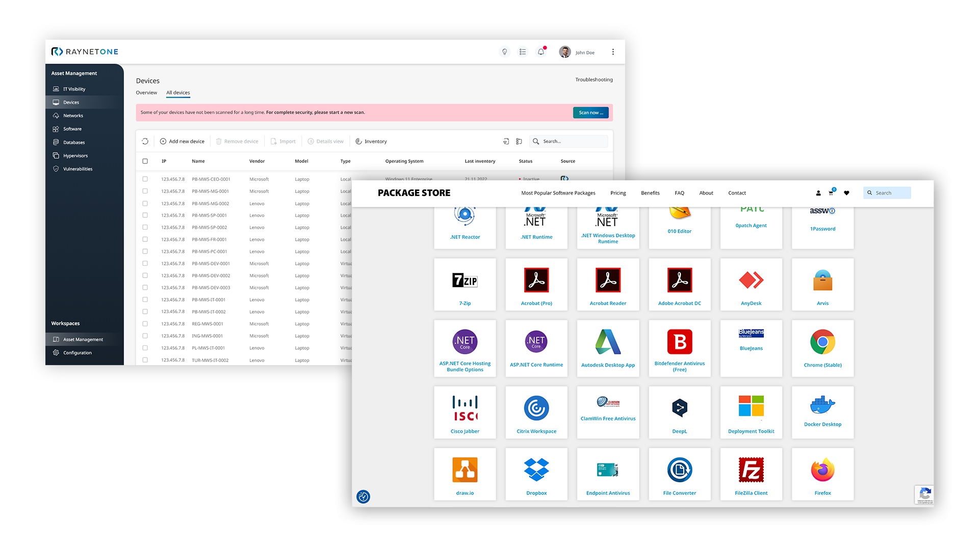 Screenshot of Raynet One Third Party Patch Management