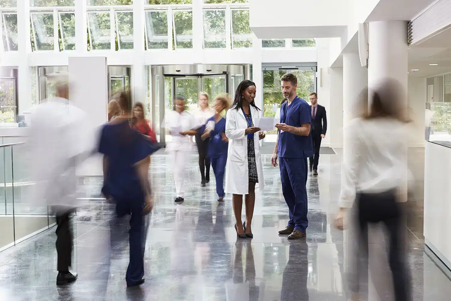 doctors are talking in a hospital